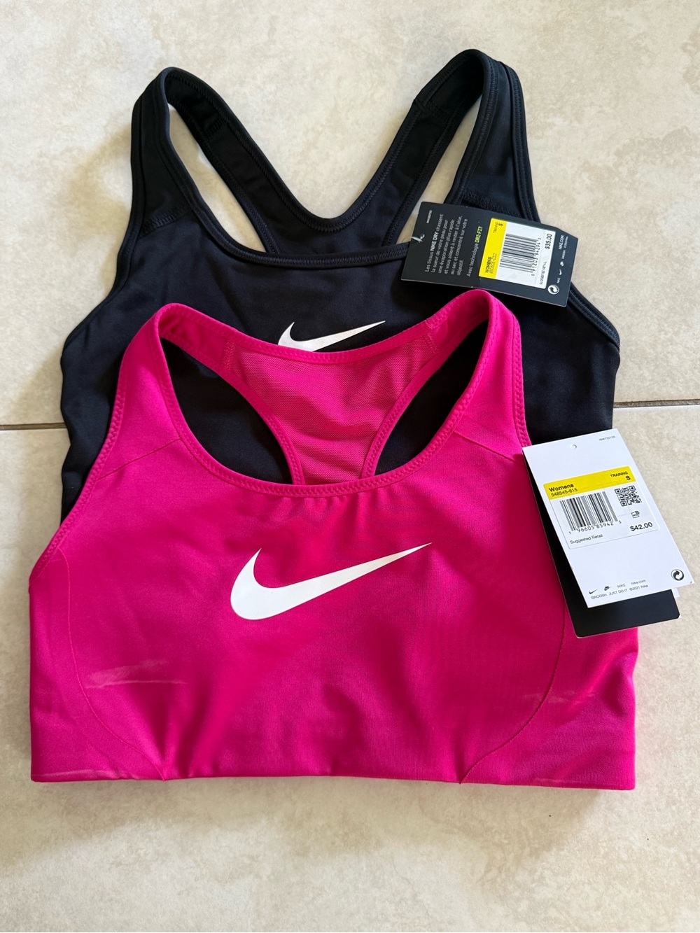 Nike Women's Racerback Sports Bras - Hot Pink & Black
